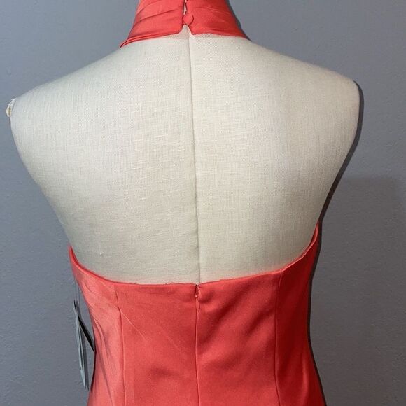 Aidan Mattox Criss Cross Keyhole Halter Sleeveless Satin Midi Dress Size 2 NWT - Picture 8 of 12